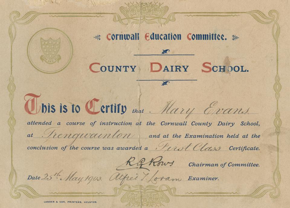 Mary Evans certificate Mary Evans certificate